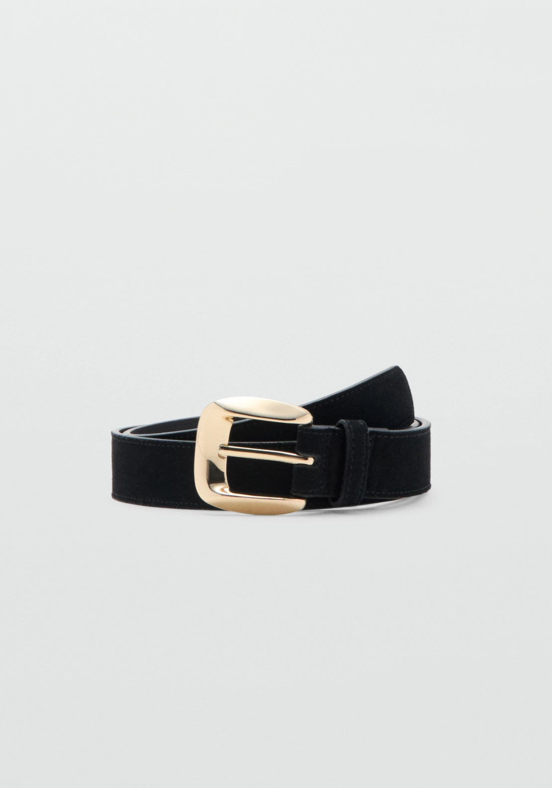 Suede Belt With Square Buckle - Black