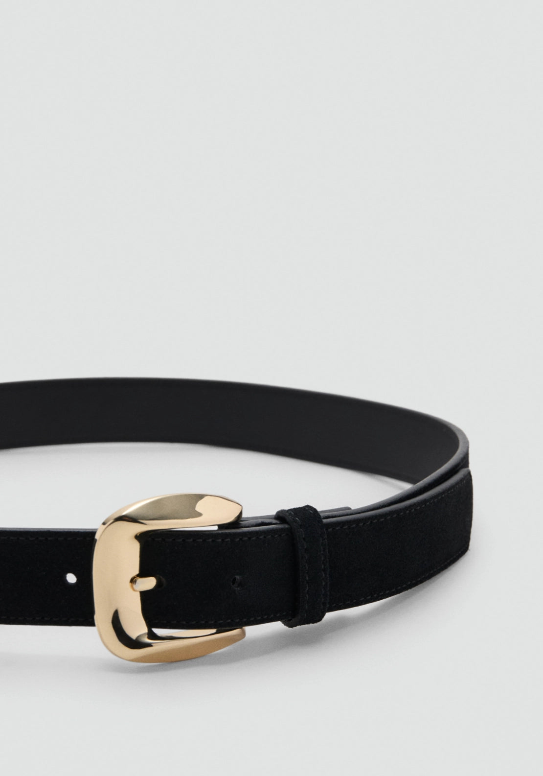 Suede Belt With Square Buckle - Black