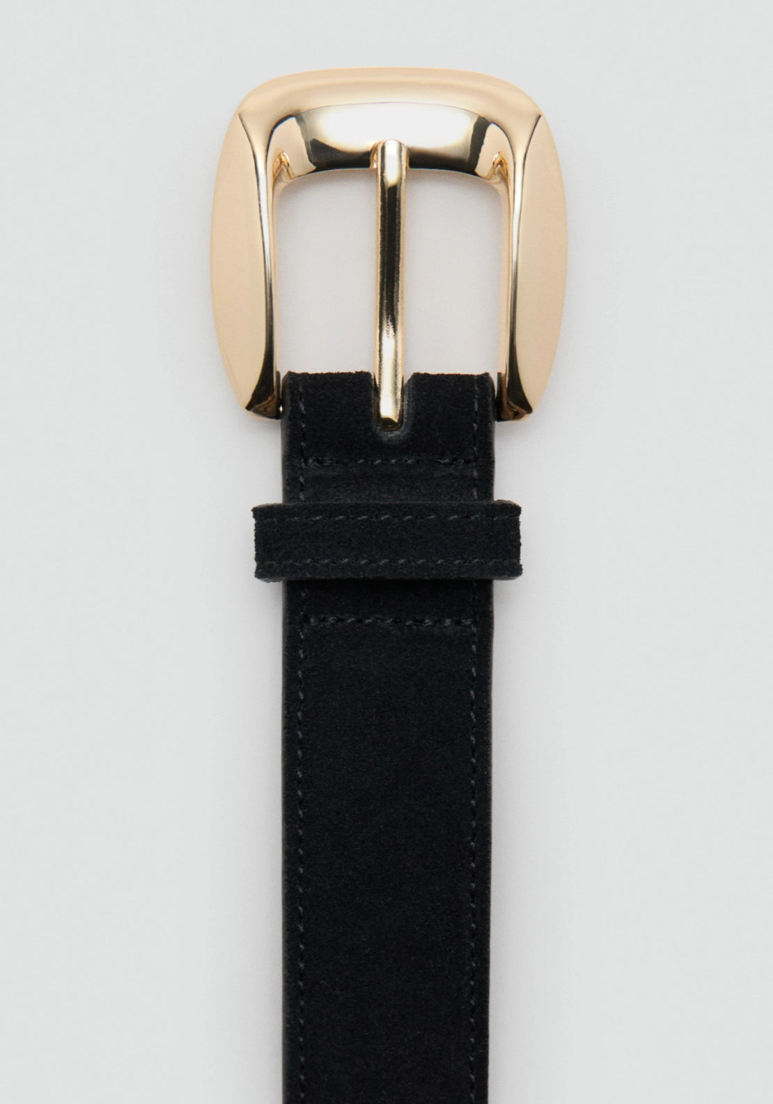 Suede Belt With Square Buckle - Black