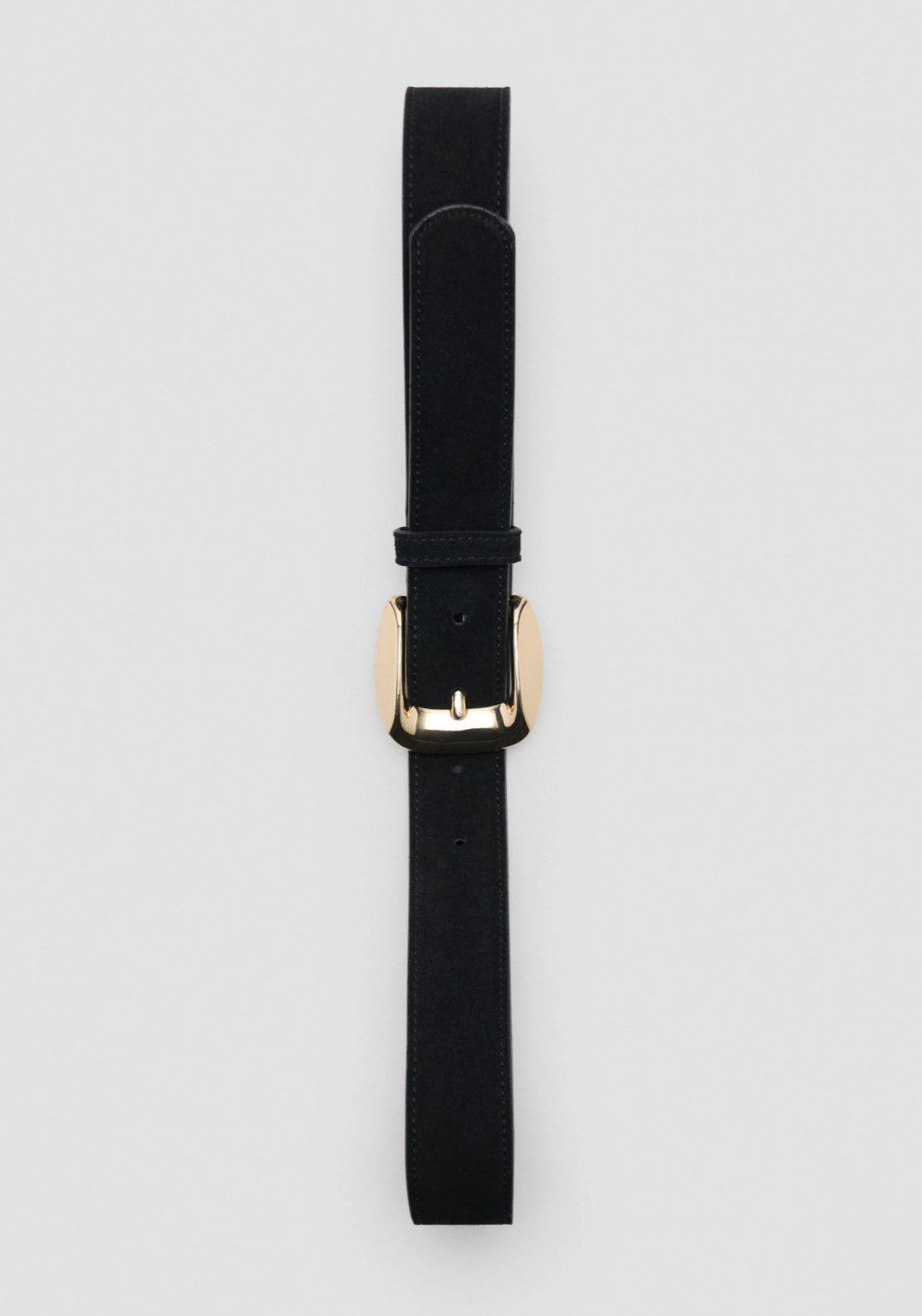 Suede Belt With Square Buckle - Black