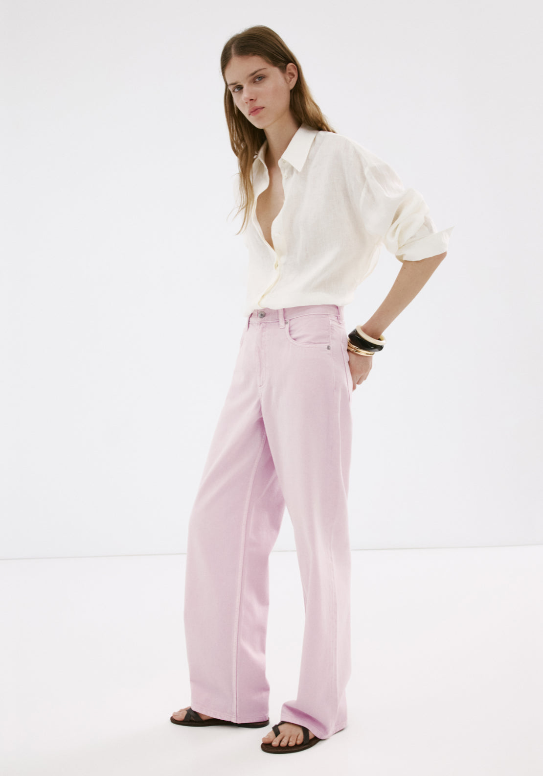 Straight Low Waist Jeans - Pink