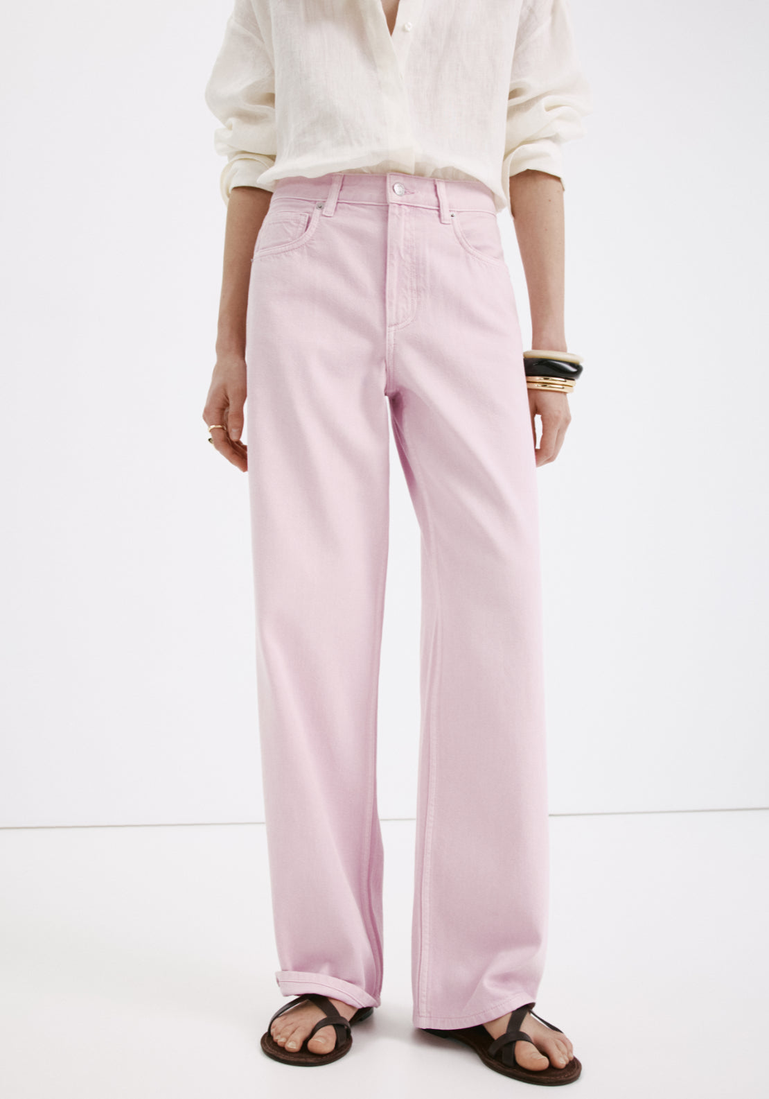 Straight Low Waist Jeans - Pink