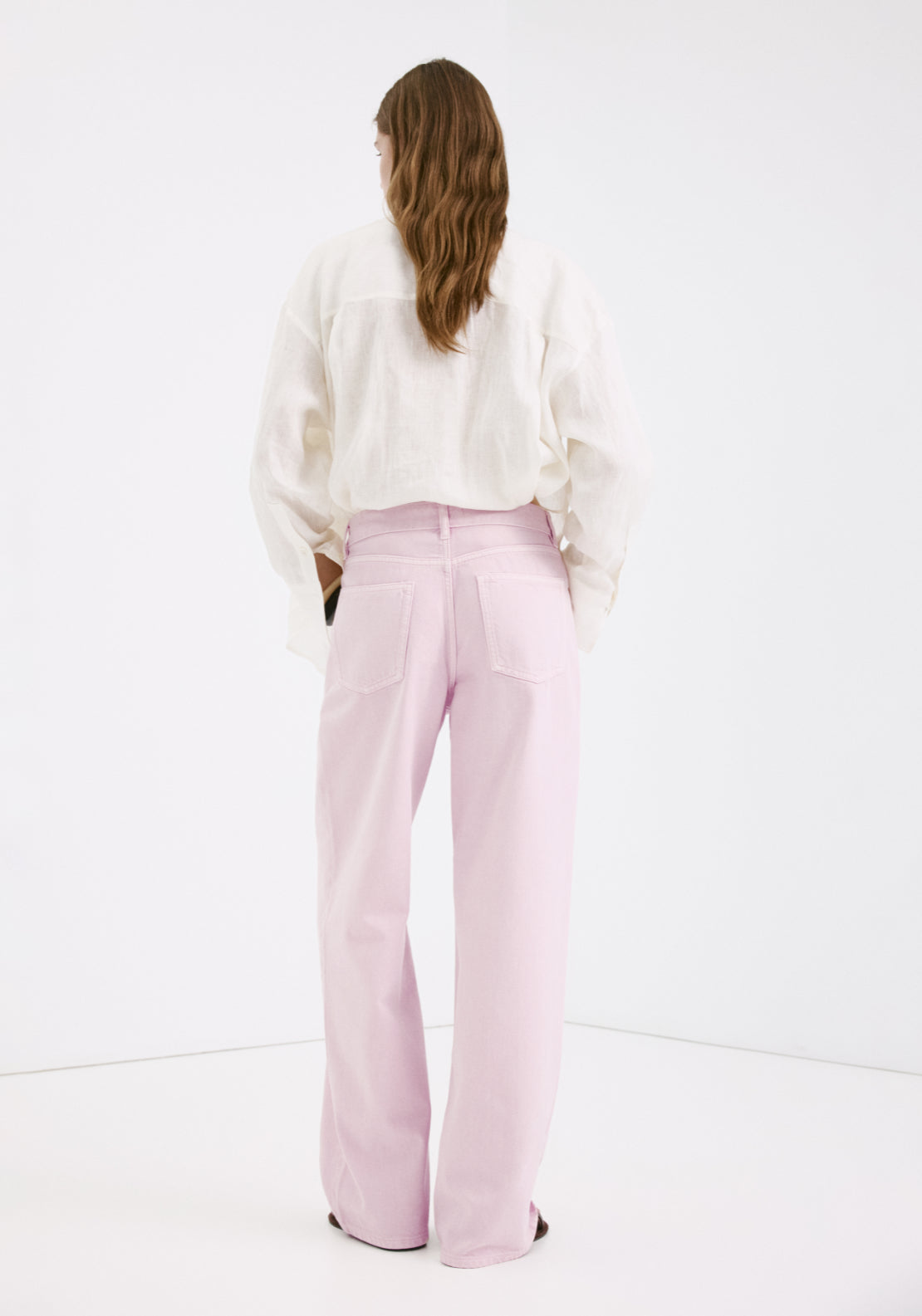 Straight Low Waist Jeans - Pink