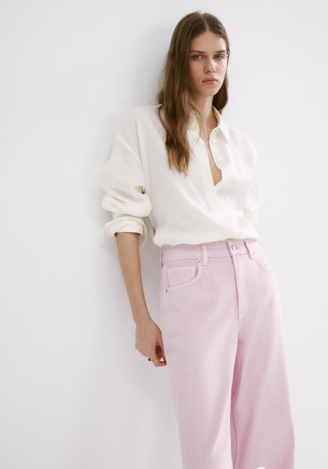 Straight Low Waist Jeans - Pink