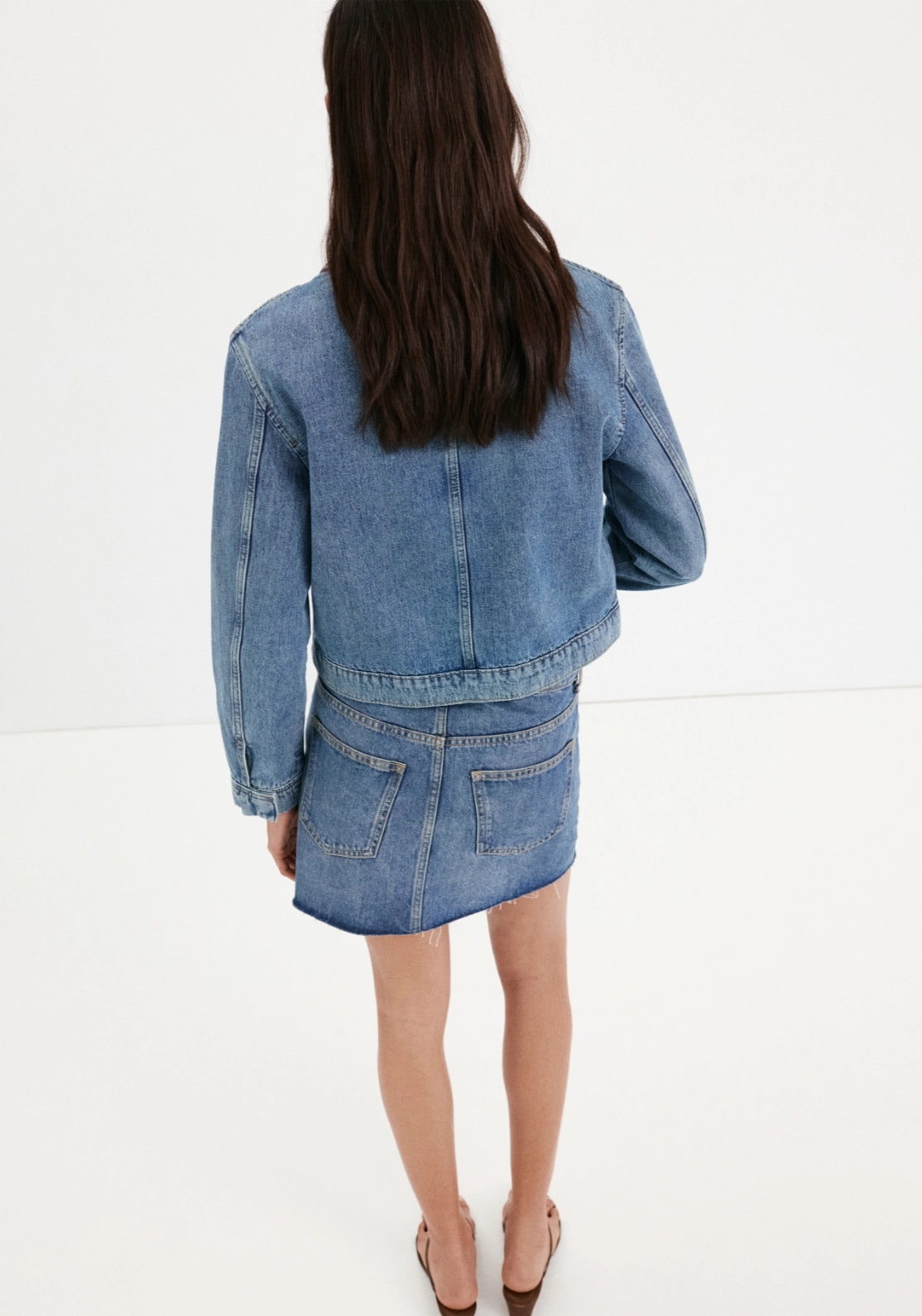 Denim Jacket With Toggle Detail - Denim Blue