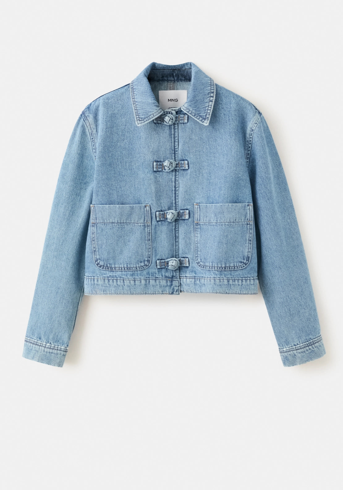 Denim Jacket With Toggle Detail - Denim Blue