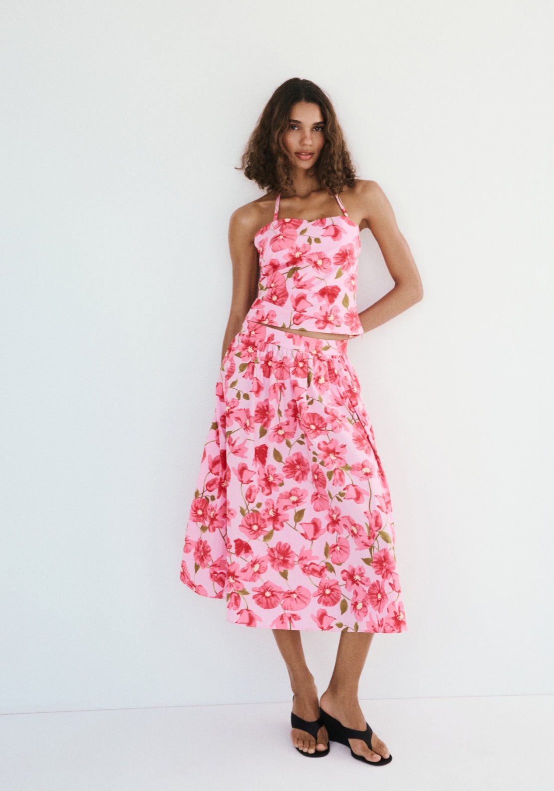 Floral Halter Neck Top - Pink
