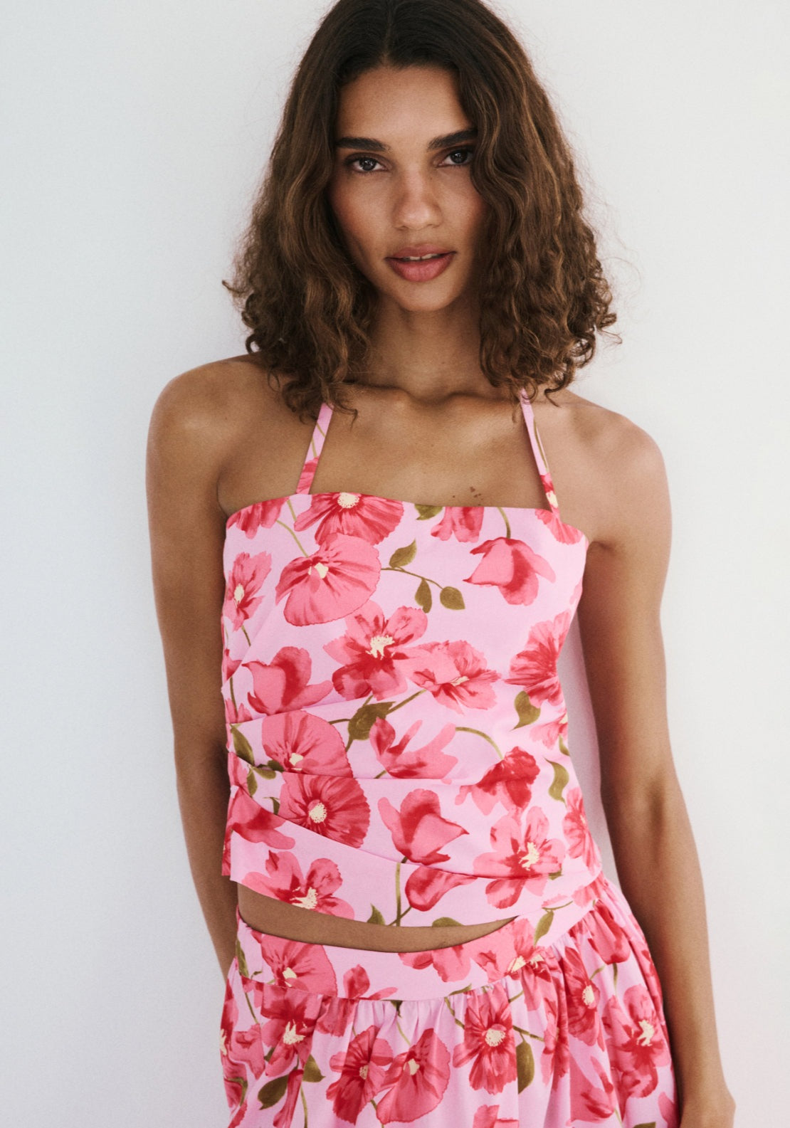 Floral Halter Neck Top - Pink