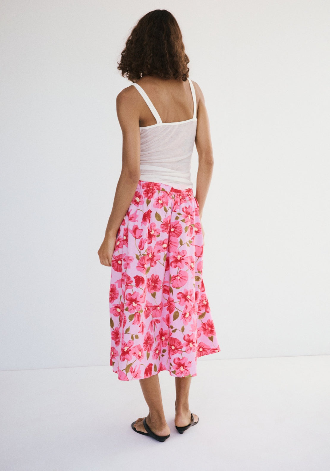Midi Skirt 100% Cotton - Pink