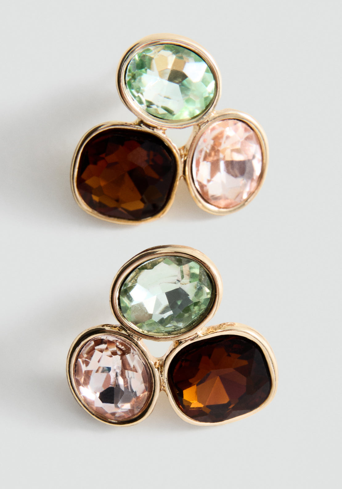 Combined Crystal Earrings - Gold