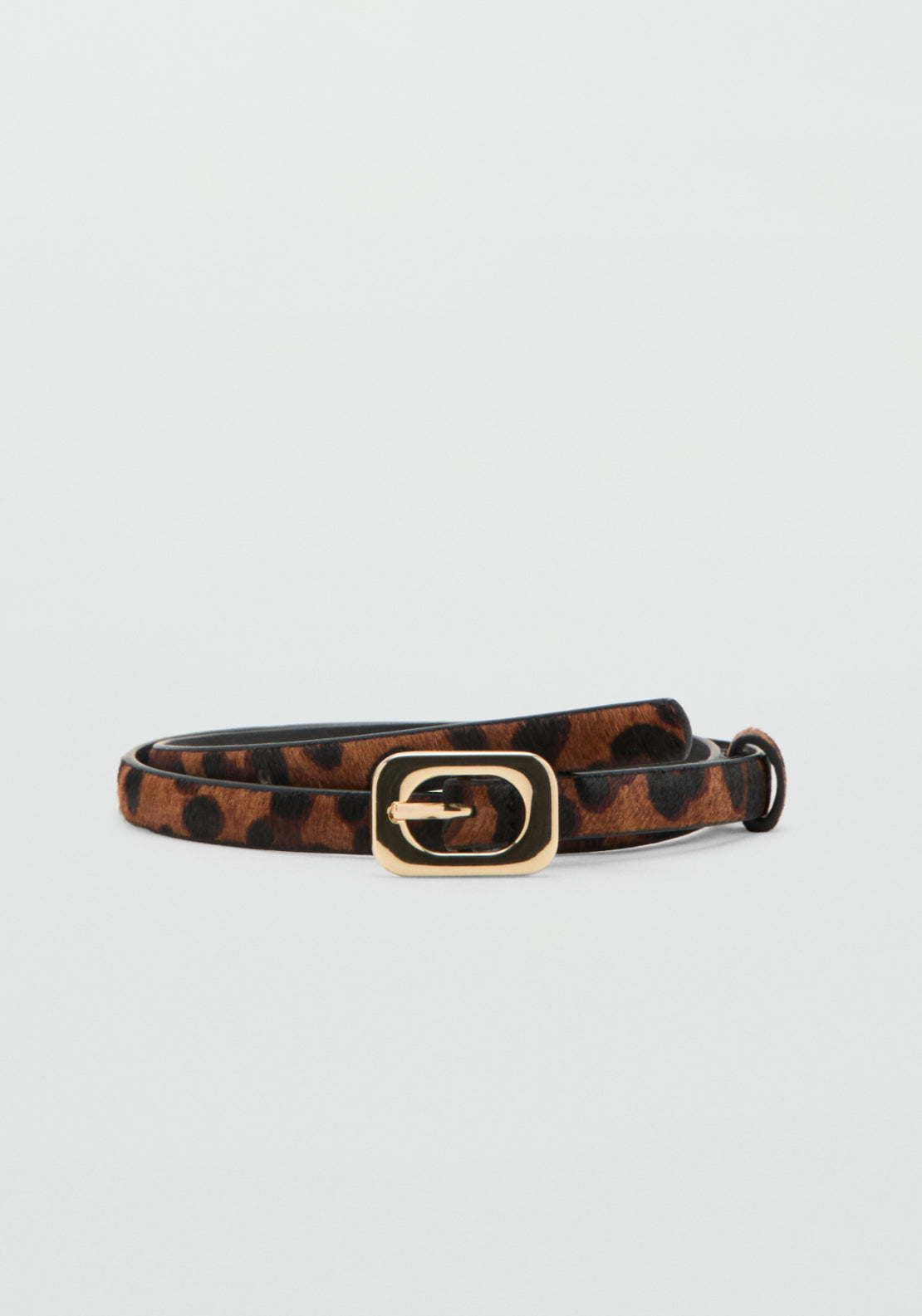 Leopard Print Leather Belt - Brown