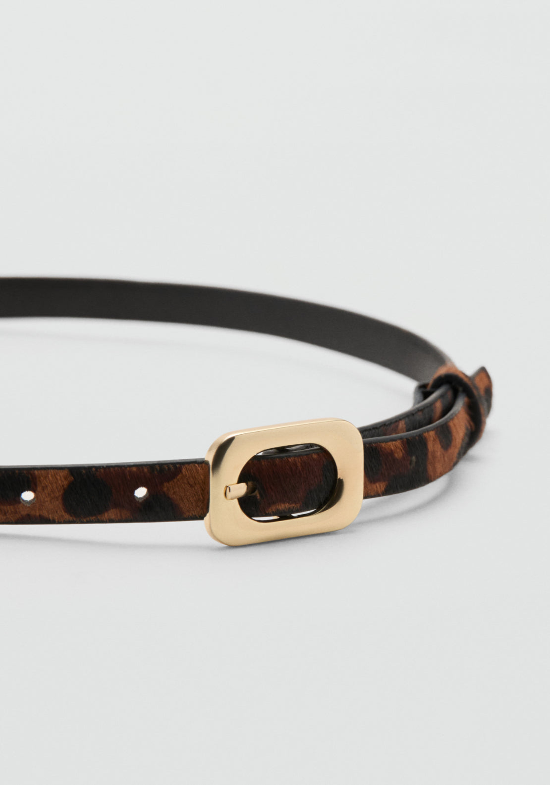Leopard Print Leather Belt - Brown