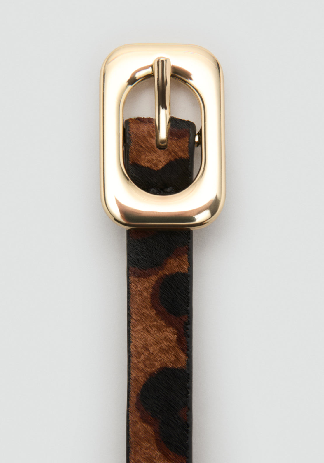 Leopard Print Leather Belt - Brown