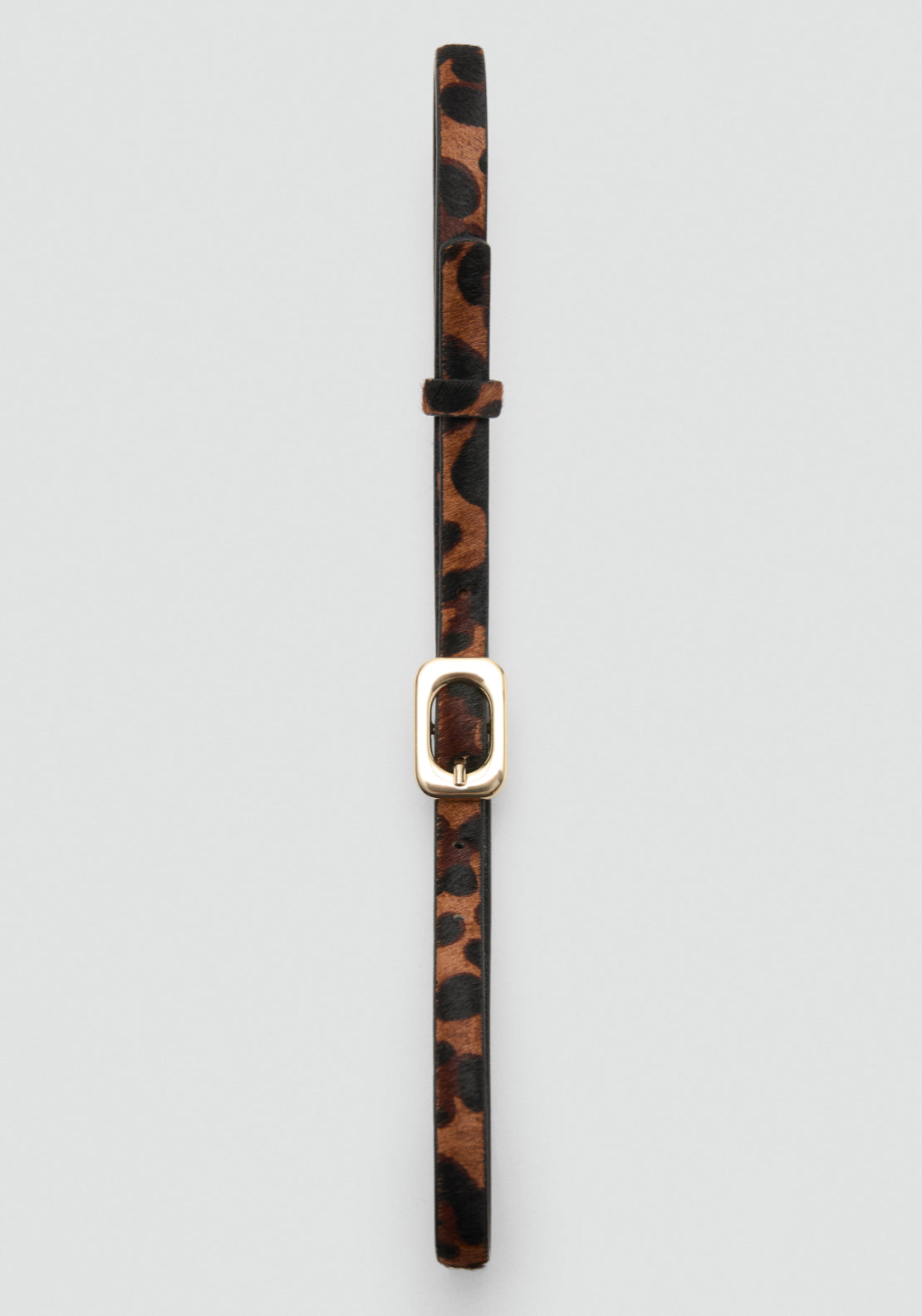 Leopard Print Leather Belt - Brown