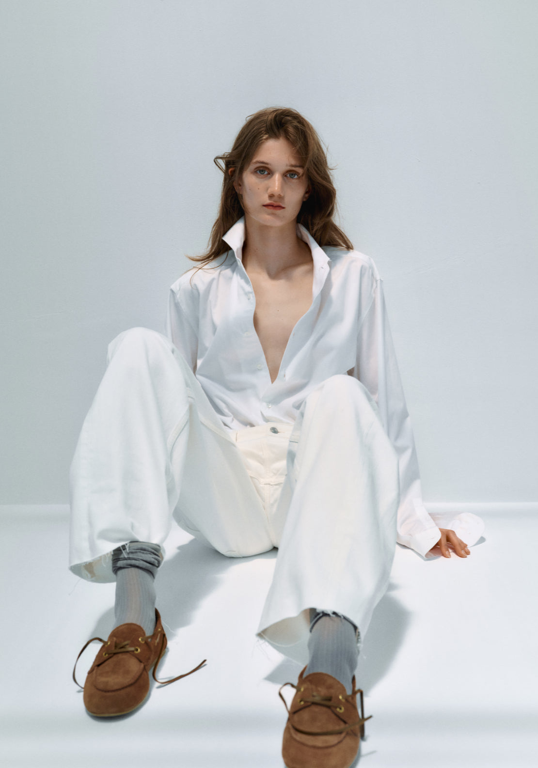 Mid Rise Balloon Jeans - Cream