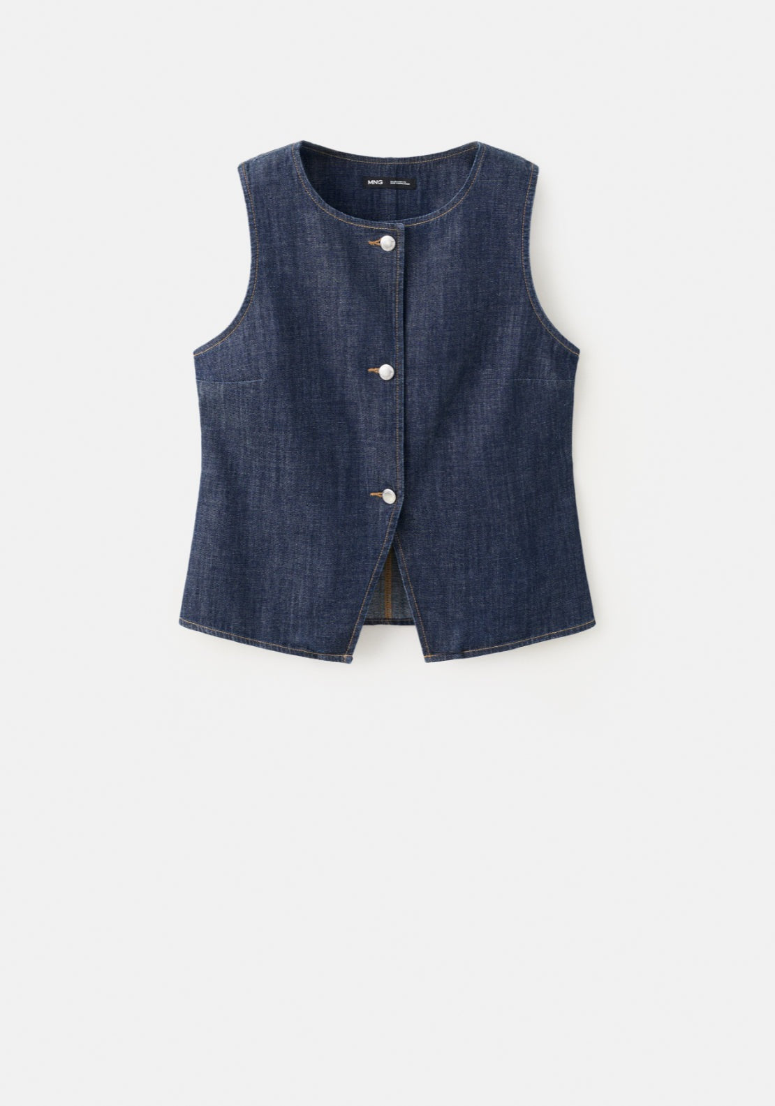 Buttoned Denim Gilet - Denim Blue