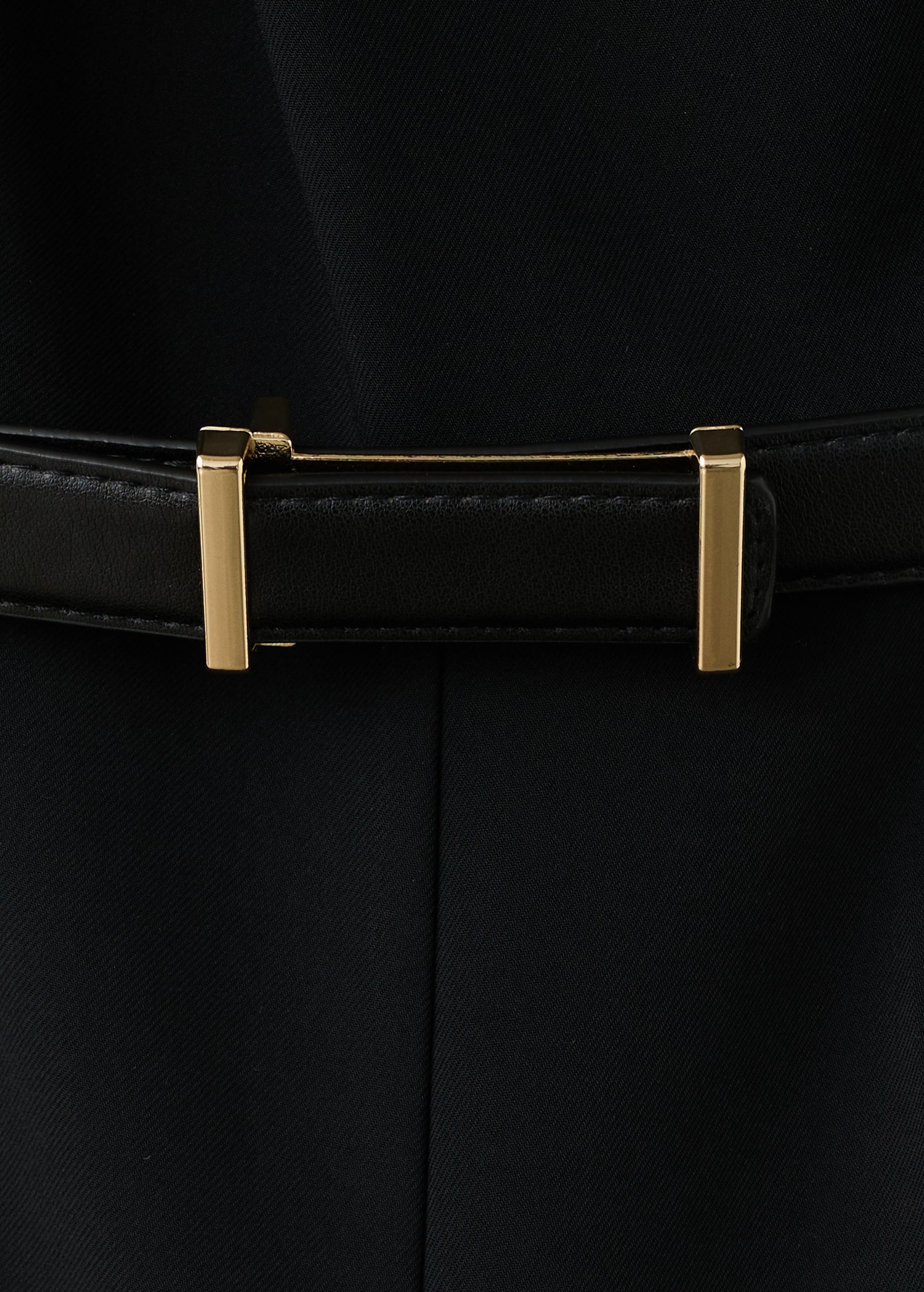 Straight Fit Boat Neck Jumpsuit With Belt - Black