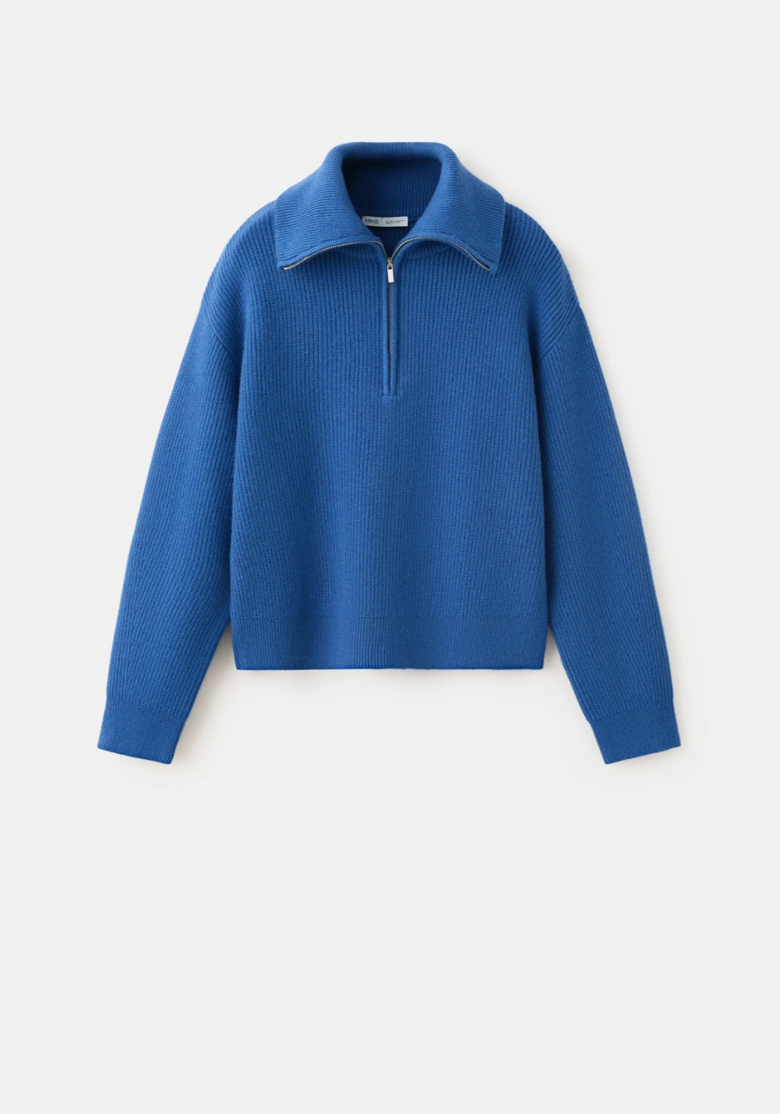 Sweater With Contrasting Zip Collar - Blue