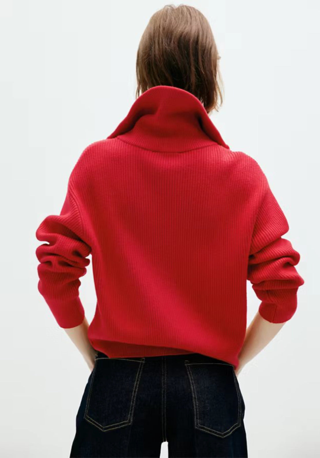 Sweater With Contrasting Zip Collar - Red