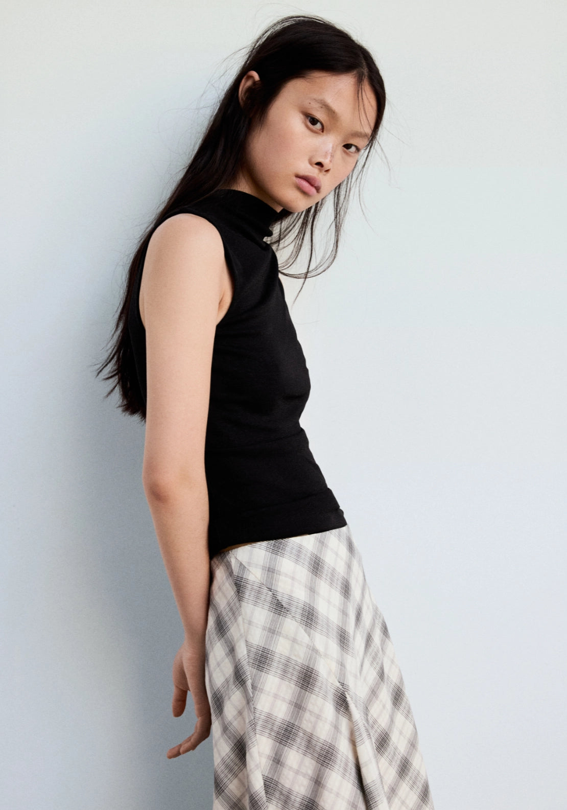 Fitted Fine Knit Top - Black