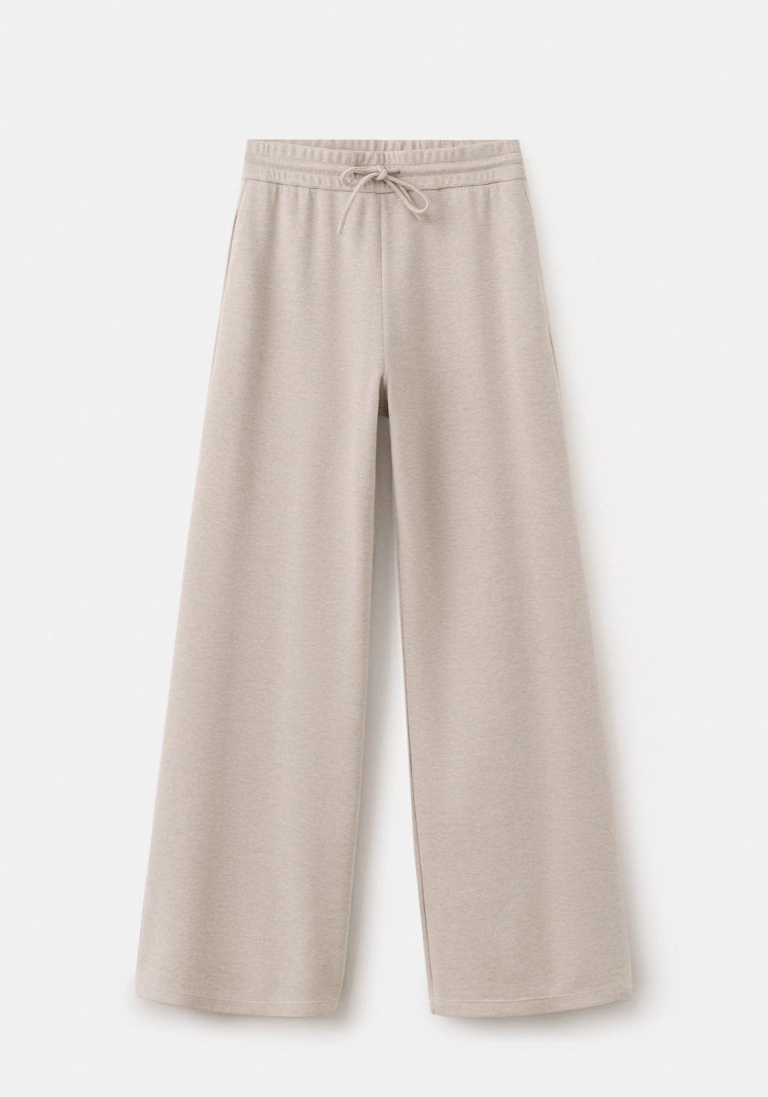 Fine Knit Straight Fit Trousers - Beige