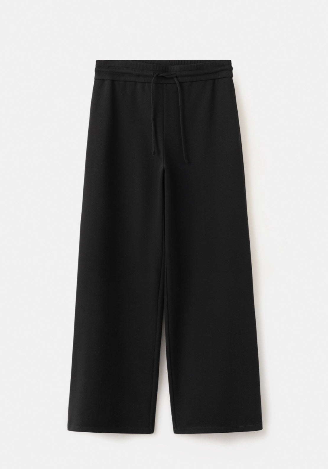 Fine Knit Straight Fit Trousers - Black