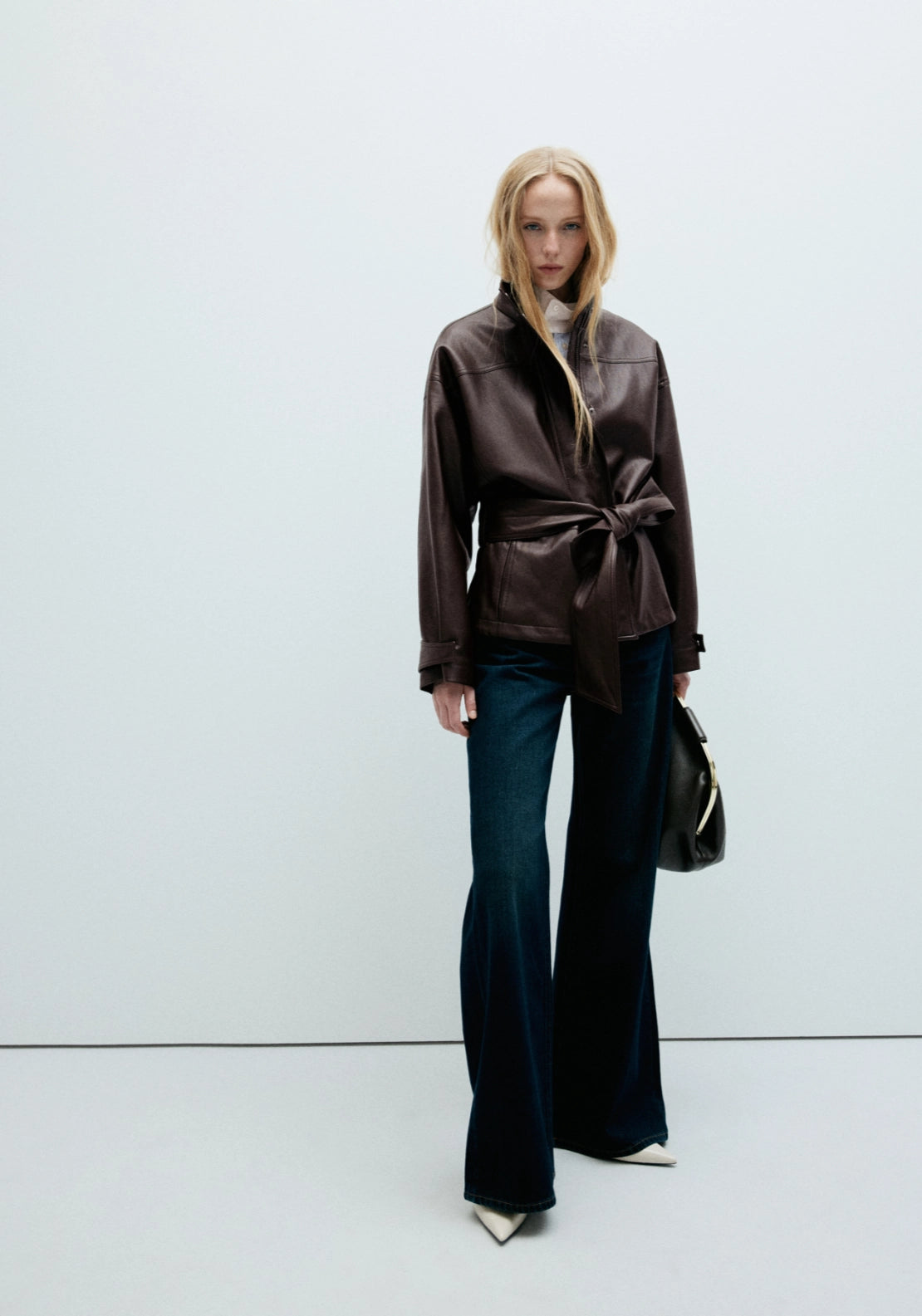 Oversized Belted Jacket - Brown