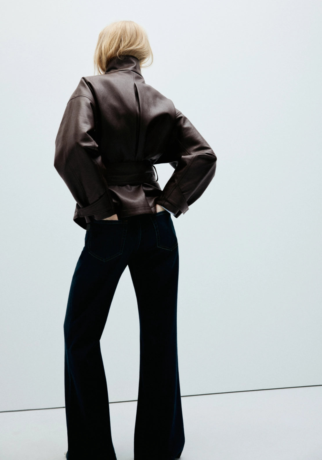 Oversized Belted Jacket - Brown