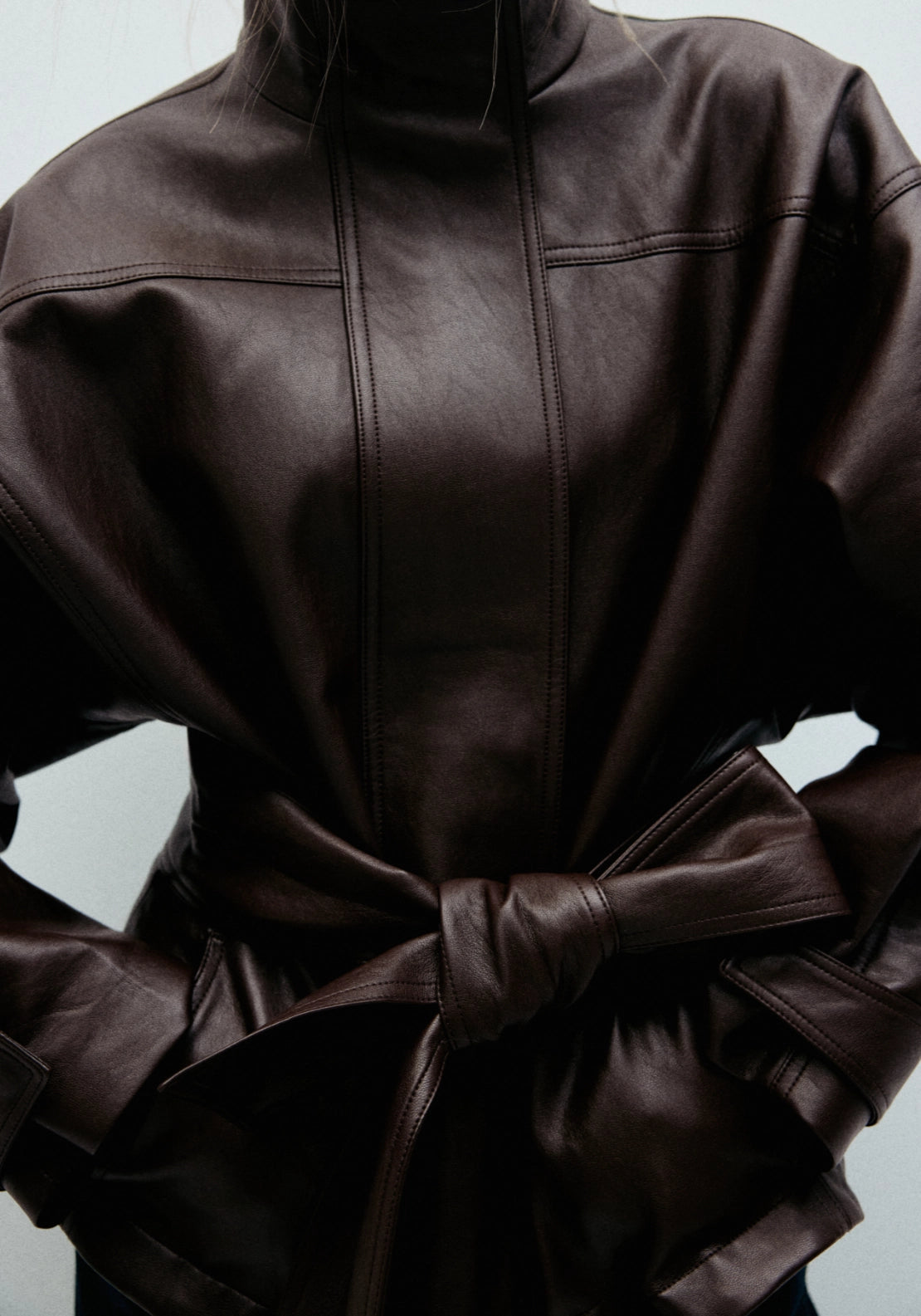Oversized Belted Jacket - Brown