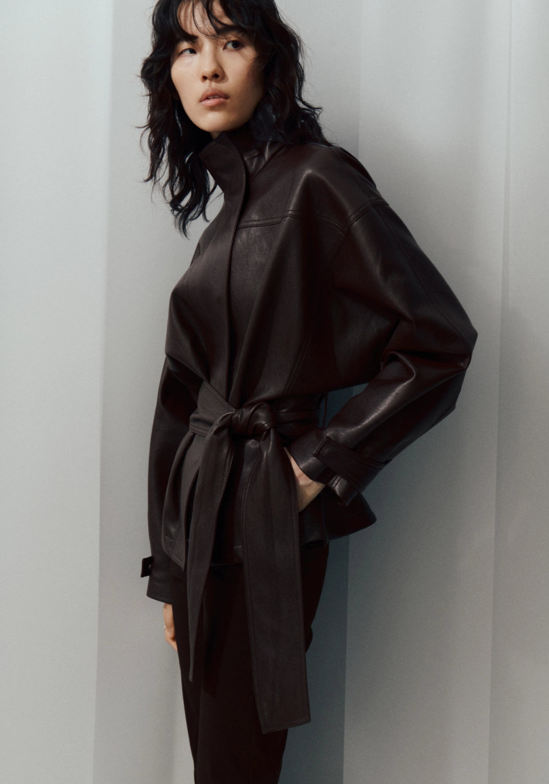 Oversized Belted Jacket - Brown