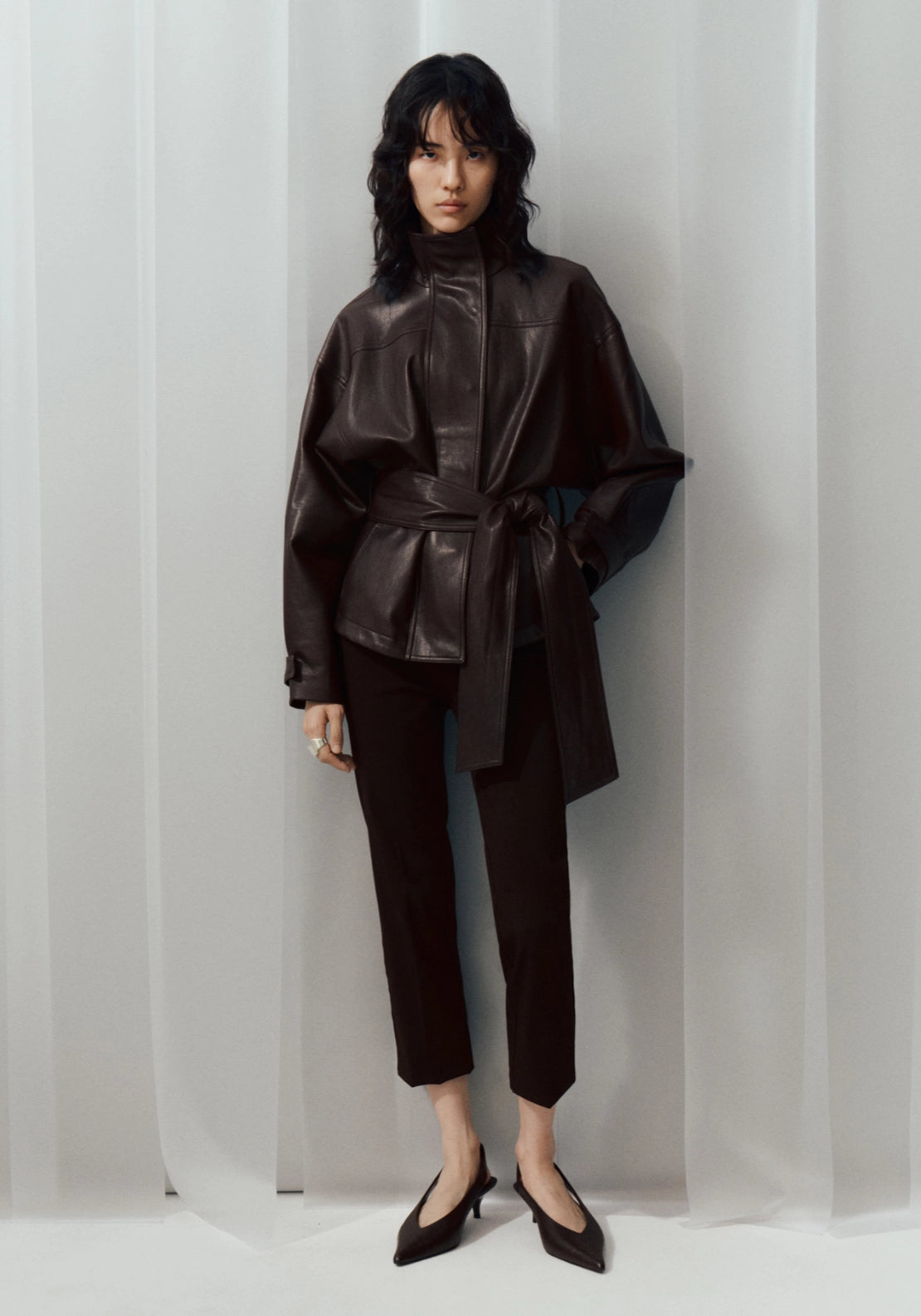 Oversized Belted Jacket - Brown