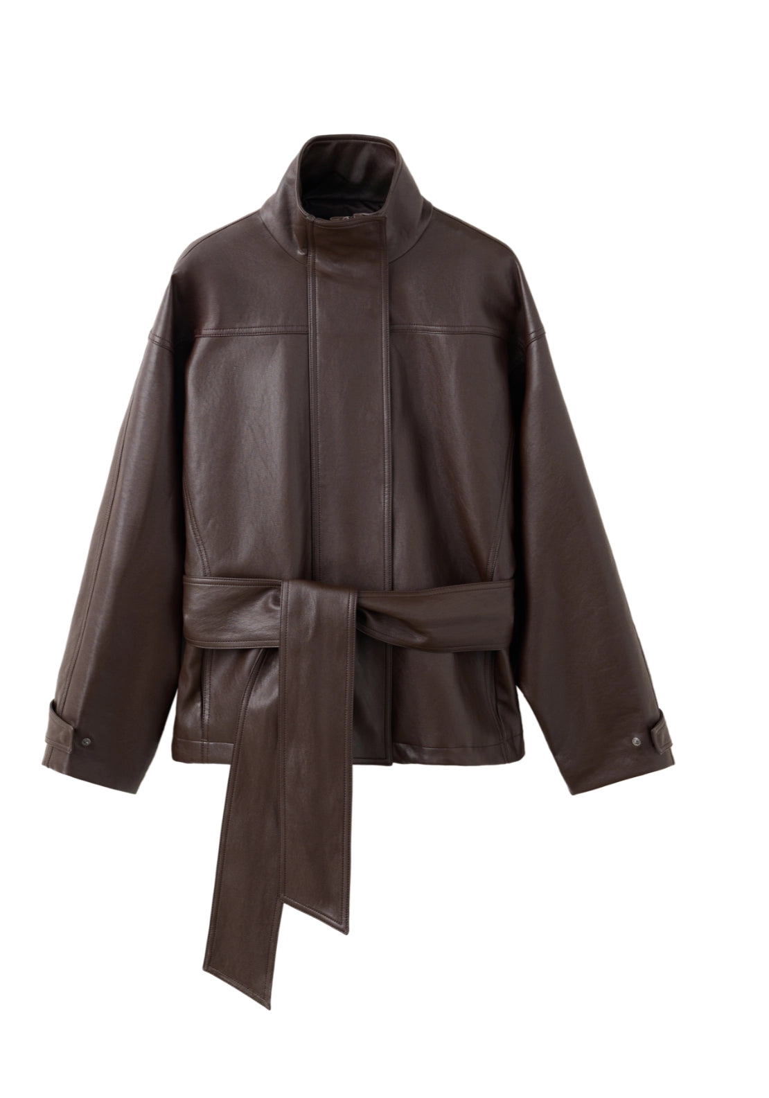 Oversized Belted Jacket - Brown