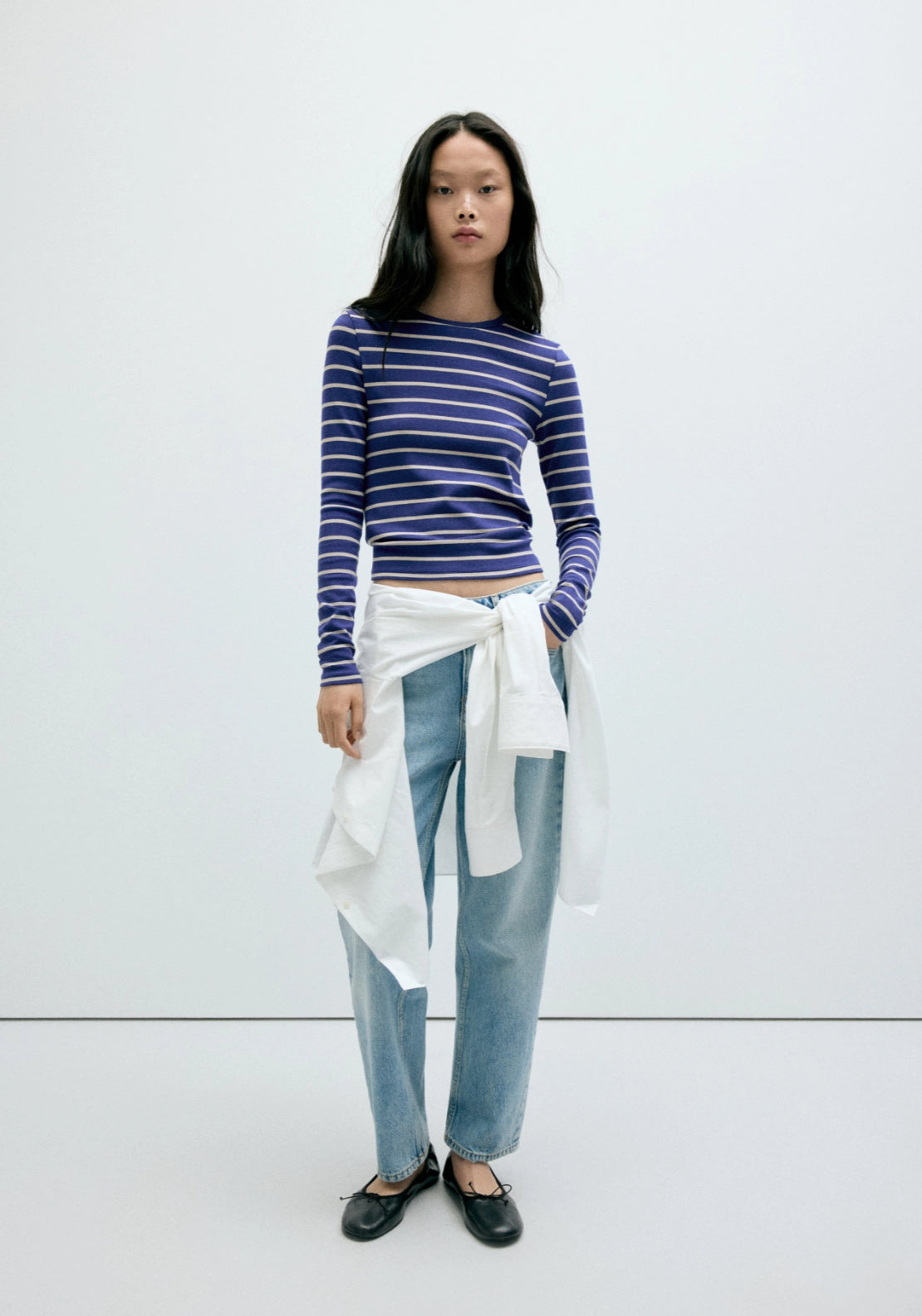 Long-Sleeved Striped T-Shirt - Blue