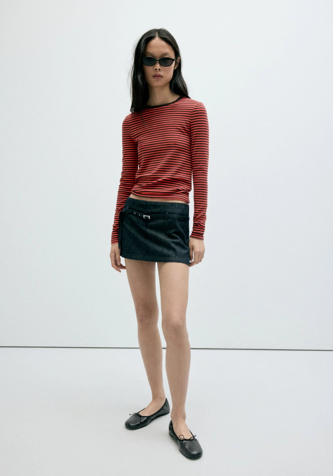 Long-Sleeved Striped T-Shirt - Red