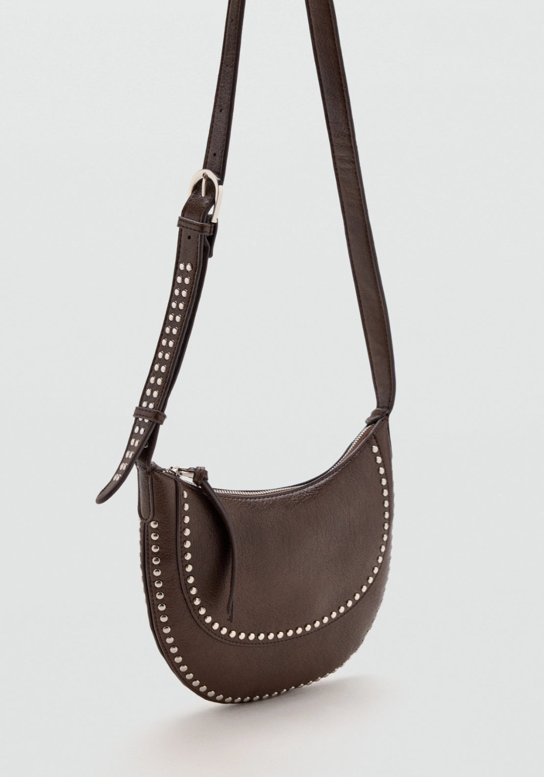 Studded Crossbody Bag - Brown