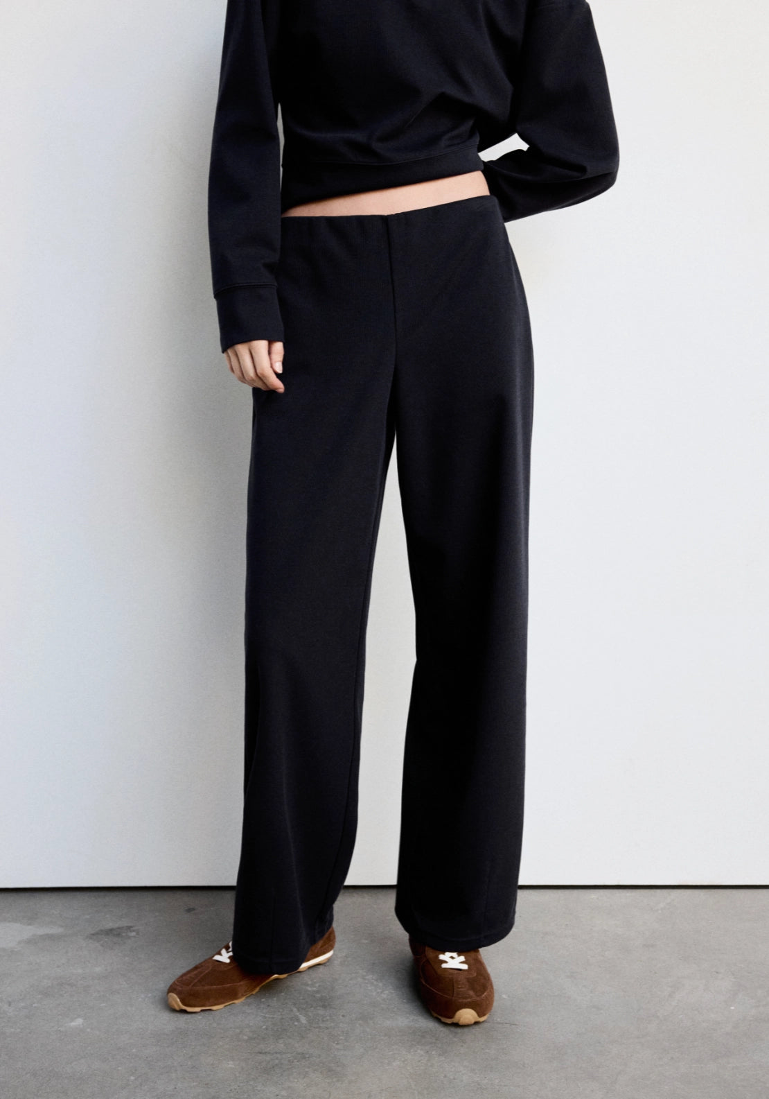 Fine Knit Wide Trousers - Blue