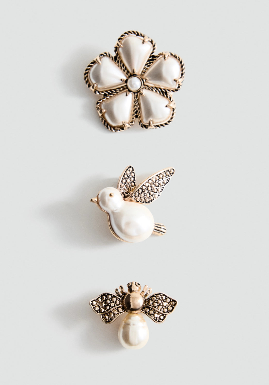 Set Of 3 Assorted Pins - Gold