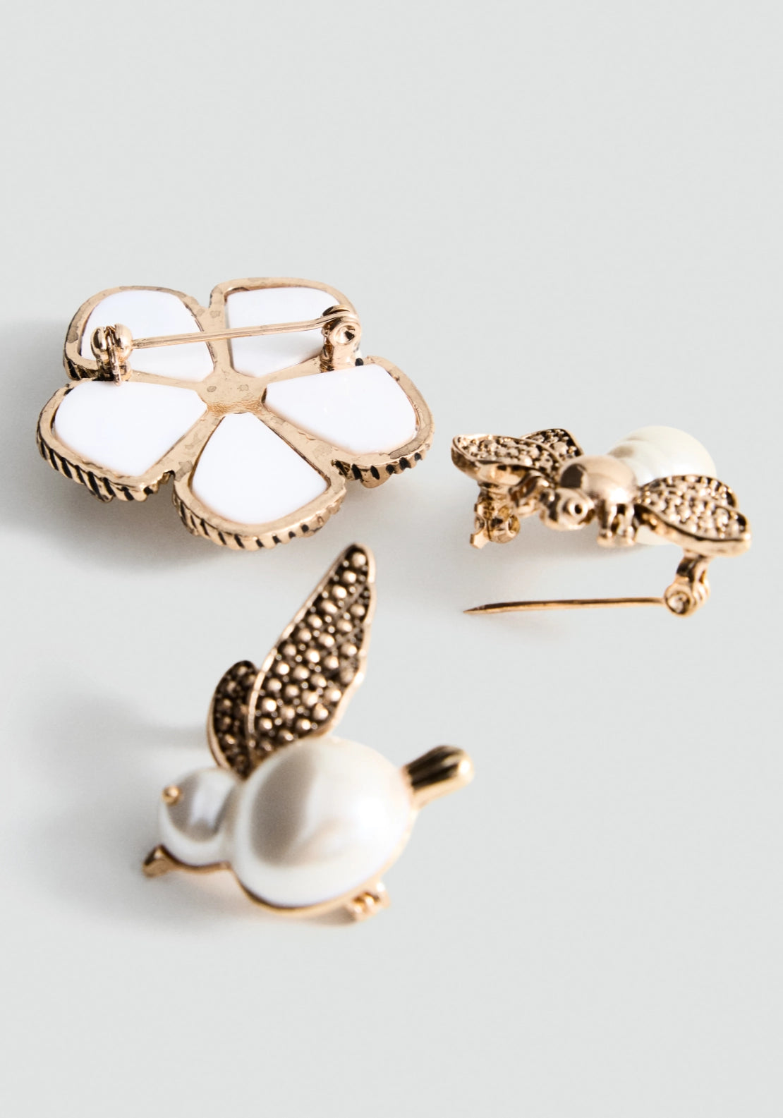 Set Of 3 Assorted Pins - Gold