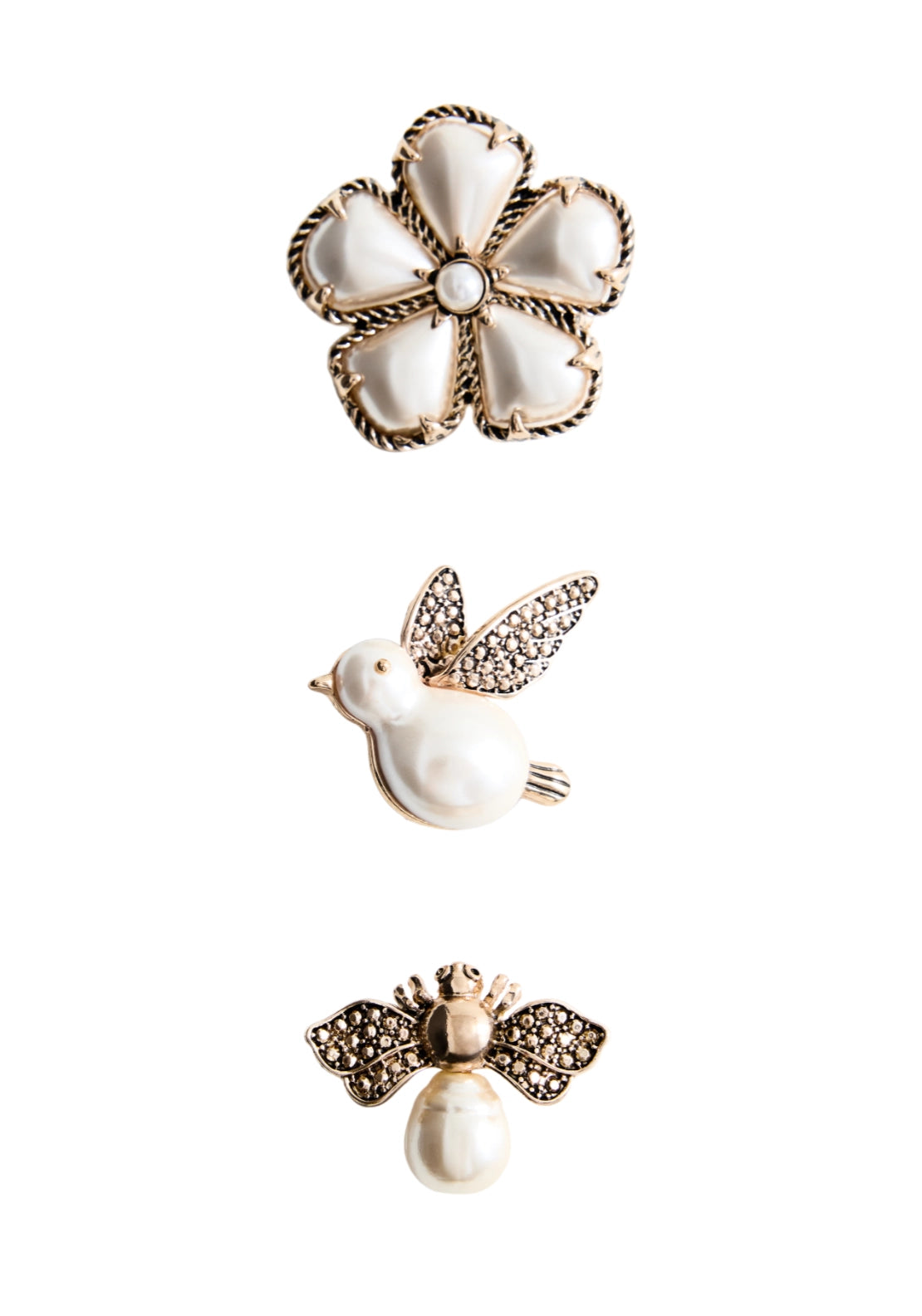 Set Of 3 Assorted Pins - Gold