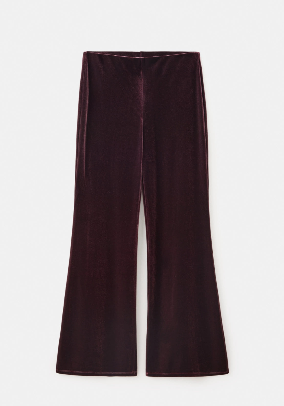 Velvet Flare Trousers - Burgundy