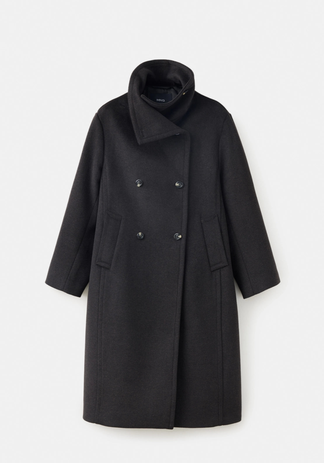 Long Coat with Turtle Neck - Brown