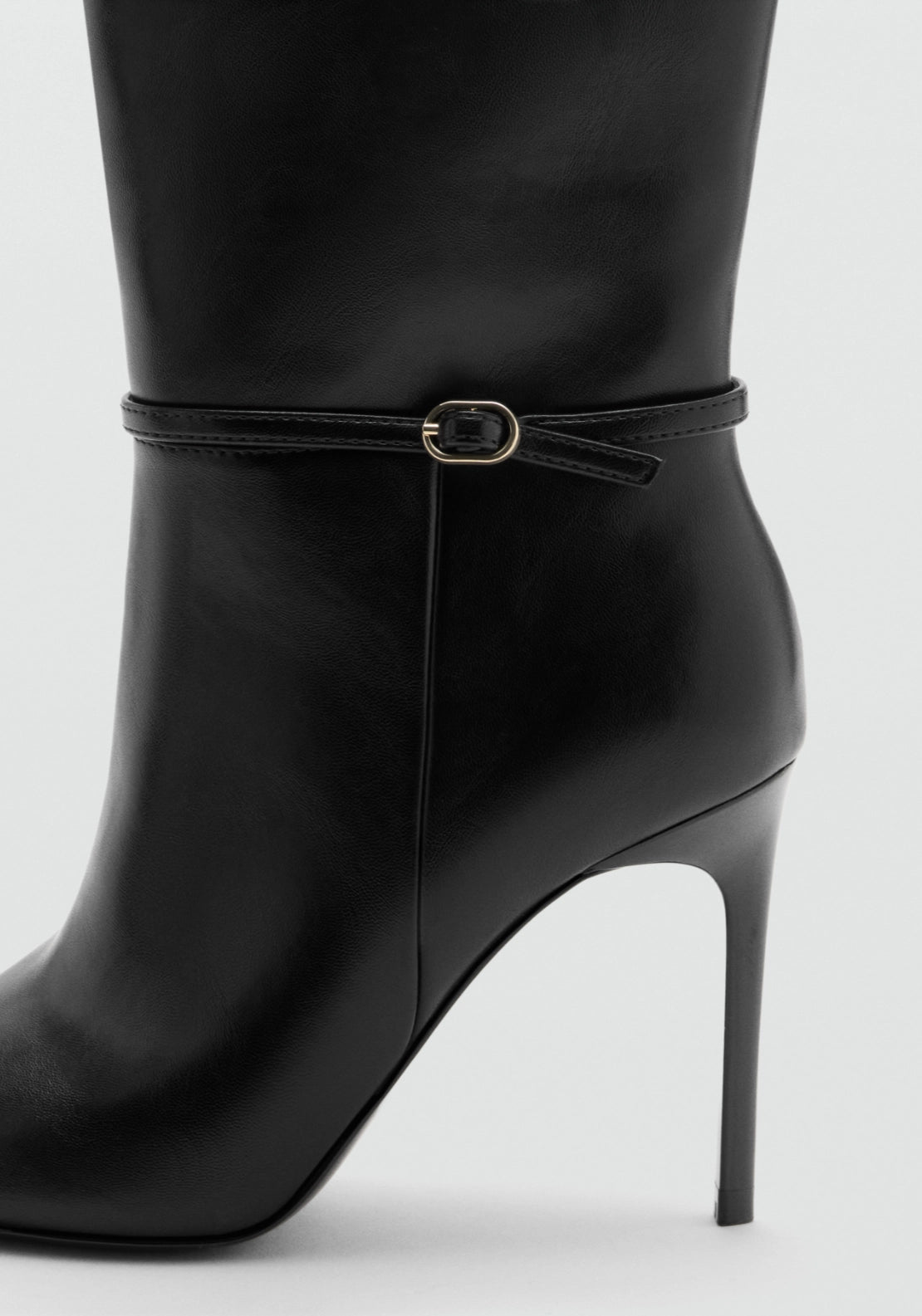 Buckle Knee-High Boots - Black