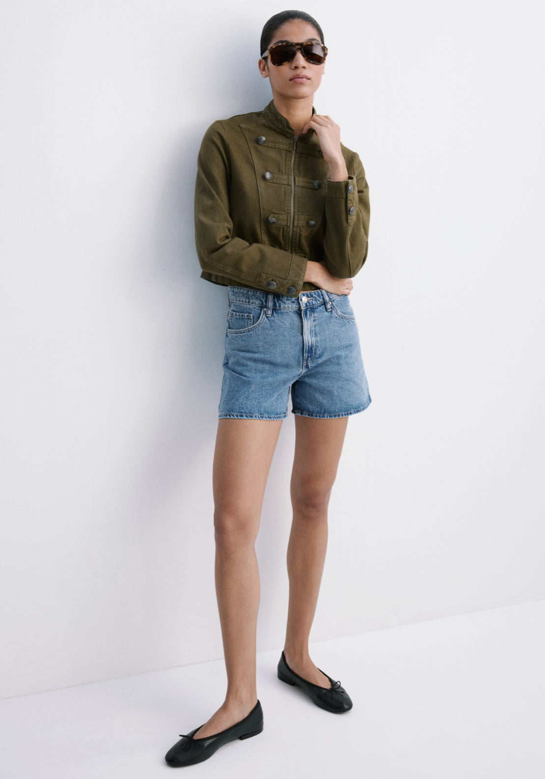 Straight Fit Denim Shorts - Denim Blue