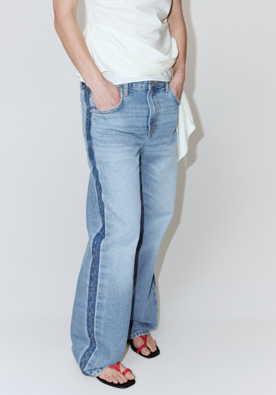 Mid Rise Straight Jeans - Denim Blue
