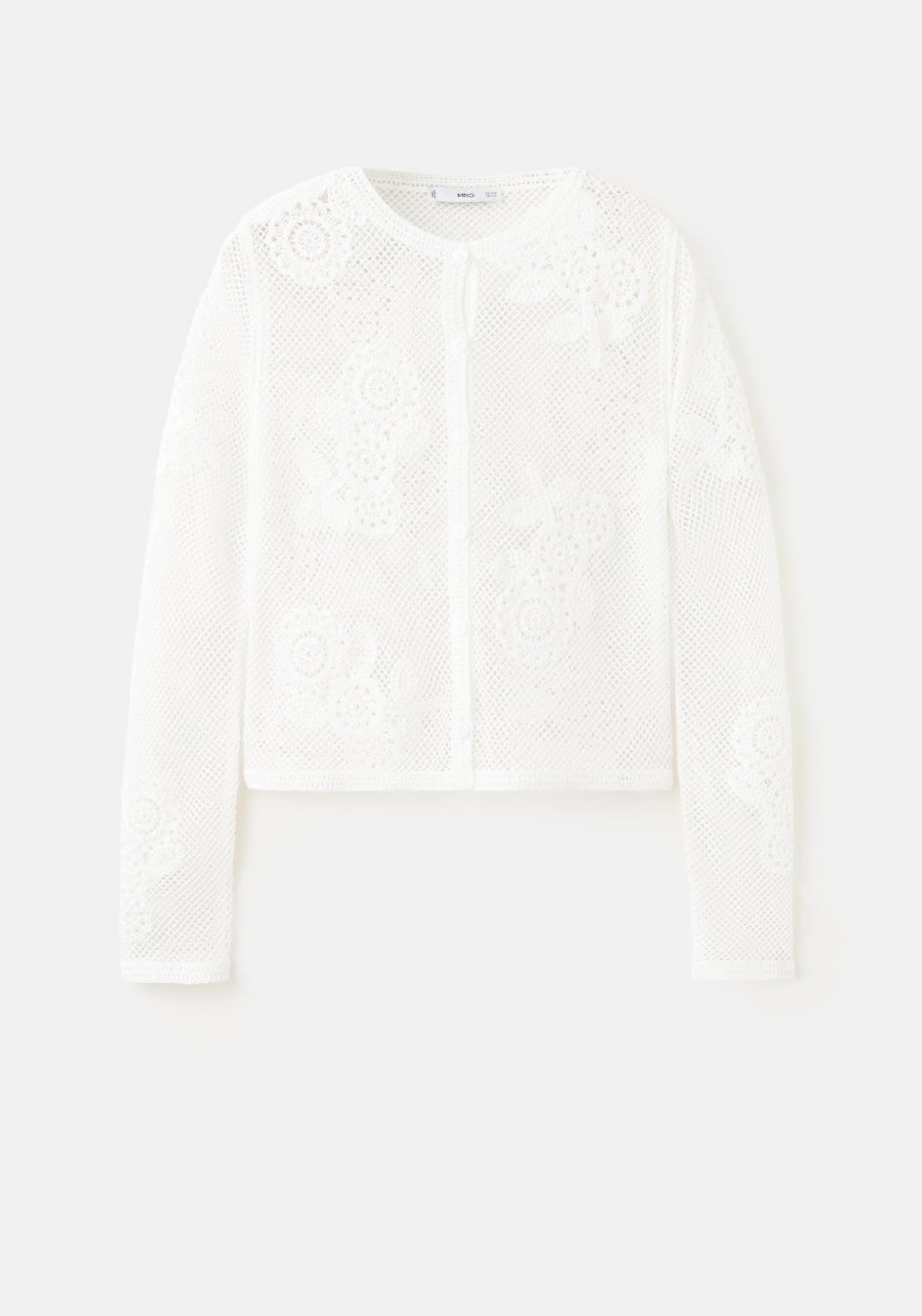 Floral Crochet Cardigan - White