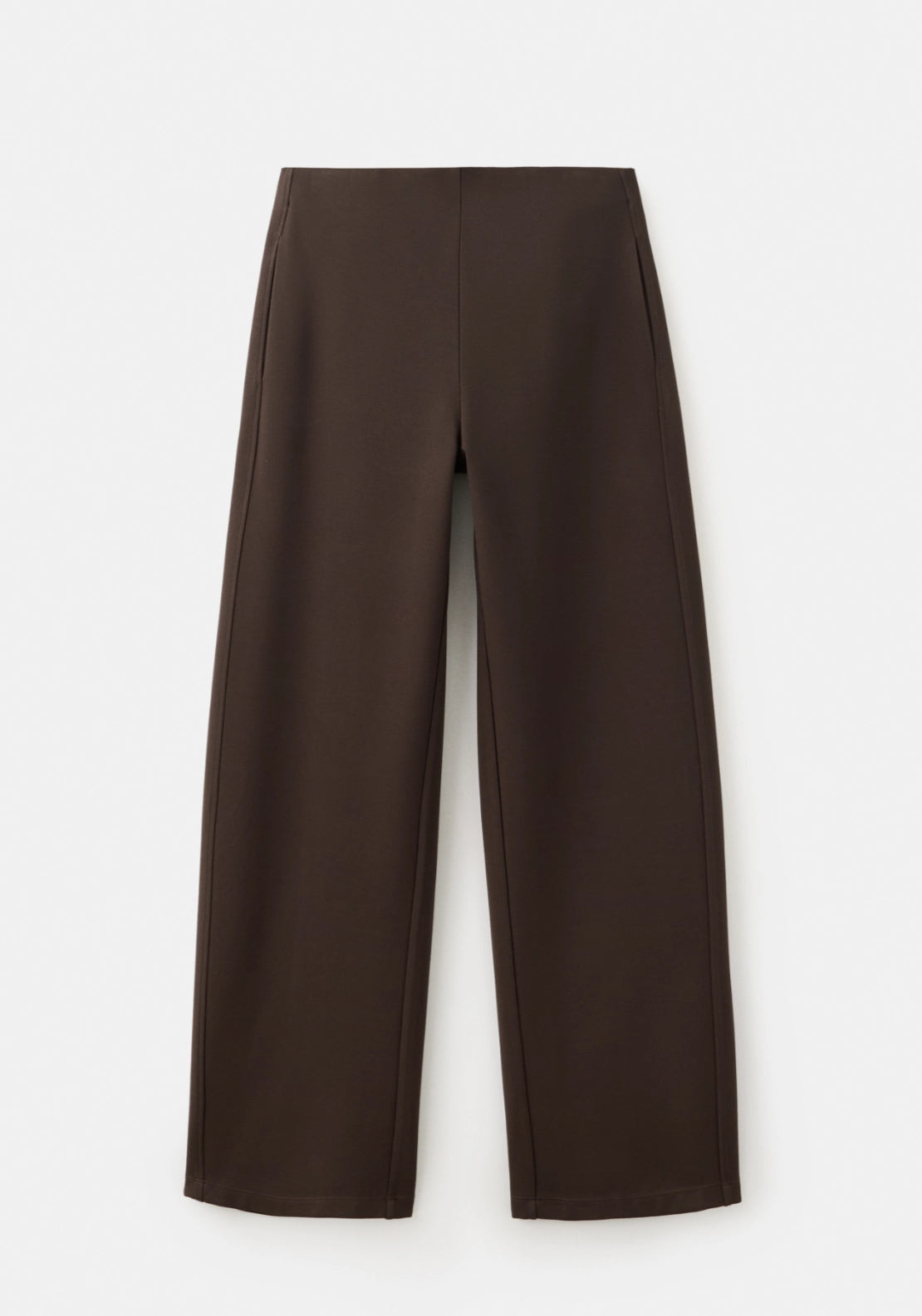 Fine Knit Straight Fit Trousers - Brown
