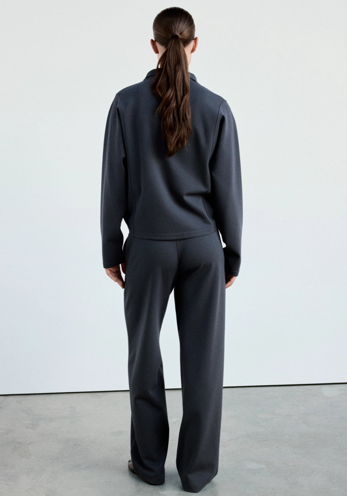 Fine Knit Straight Fit Trousers - Blue