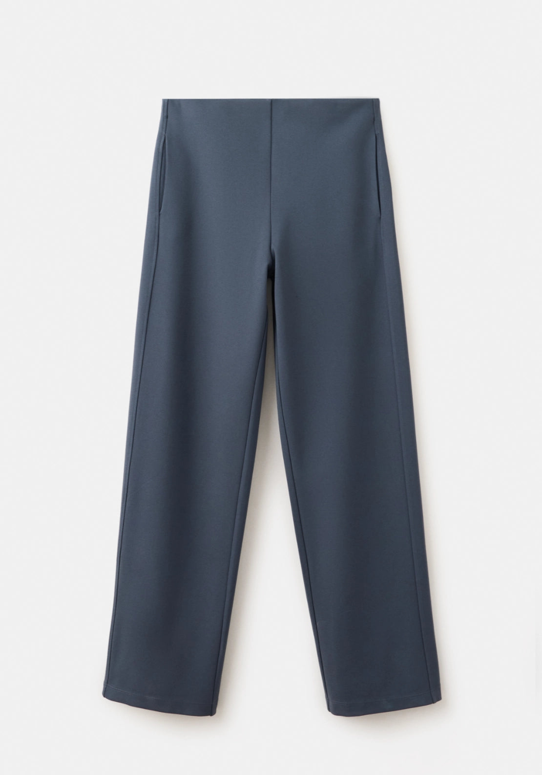 Fine Knit Straight Fit Trousers - Blue