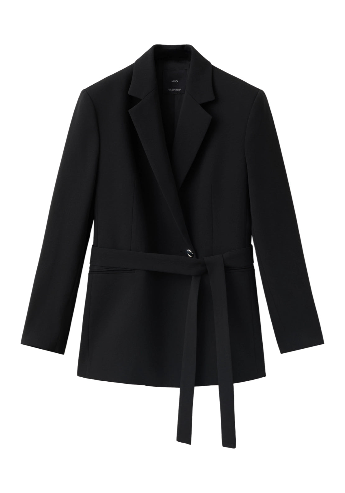 Double Breasted Blazer With Belt - Black