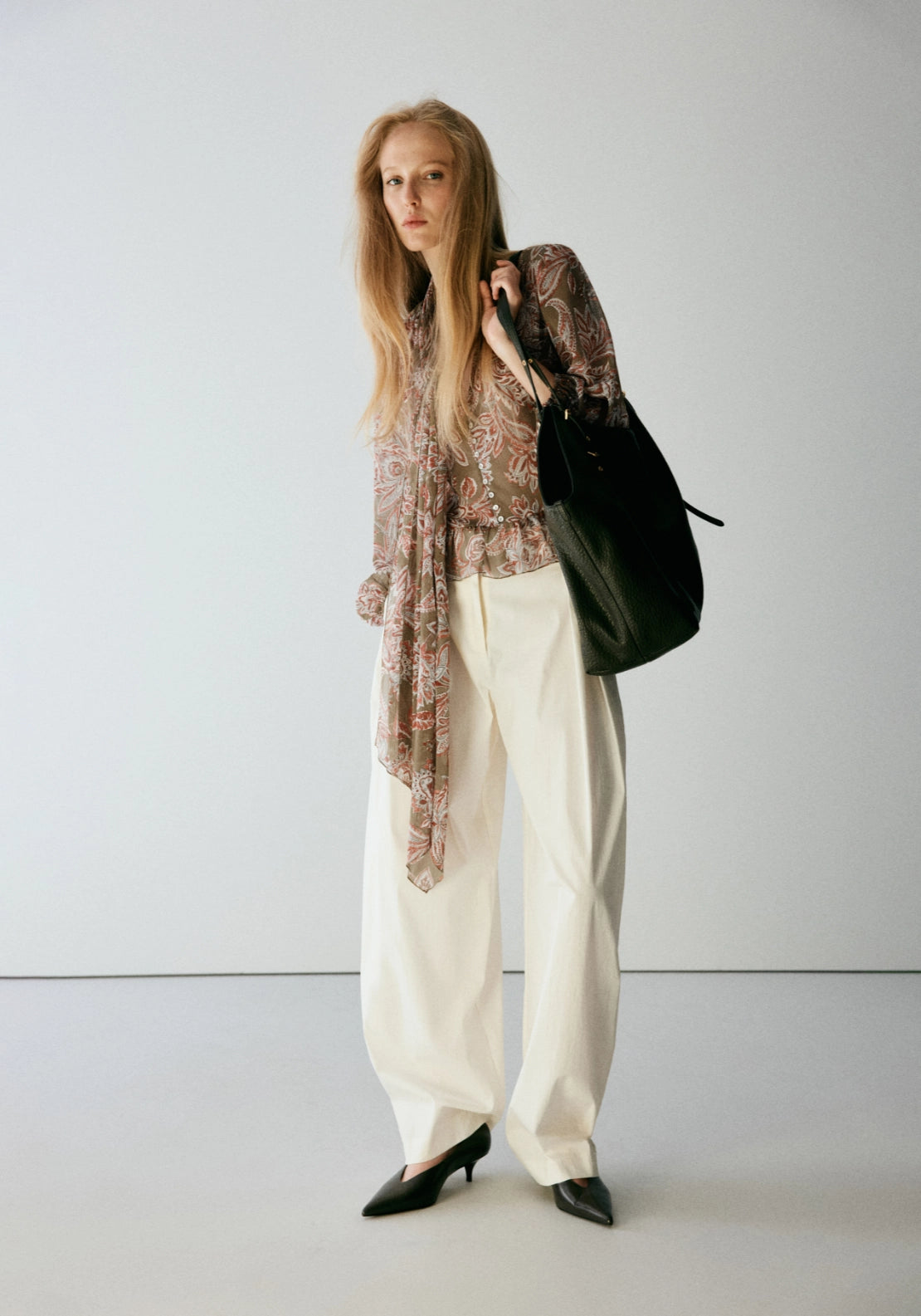 Floral Blouse With Bow Detail - Green